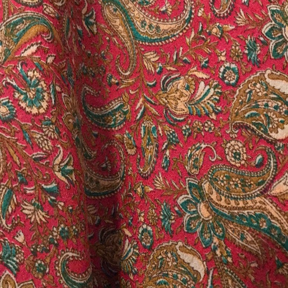 Sari wrap skirt,reversible, Red/green/gold - Picture 3 of 10